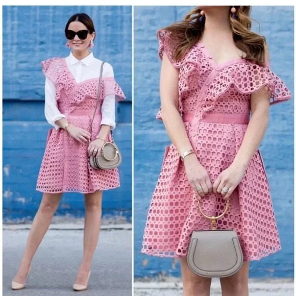 Self portrait asymmetric pink frill flutter ruffle mini dress - Picture 4 of 16